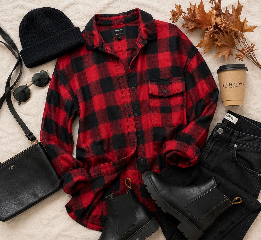 Madewell Red Black Buffalo Check Flannel Shirt Small Lumberjack Plaid Button Up